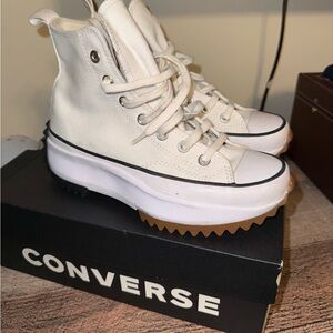 Converse Cream High-Top Platform Sneakers